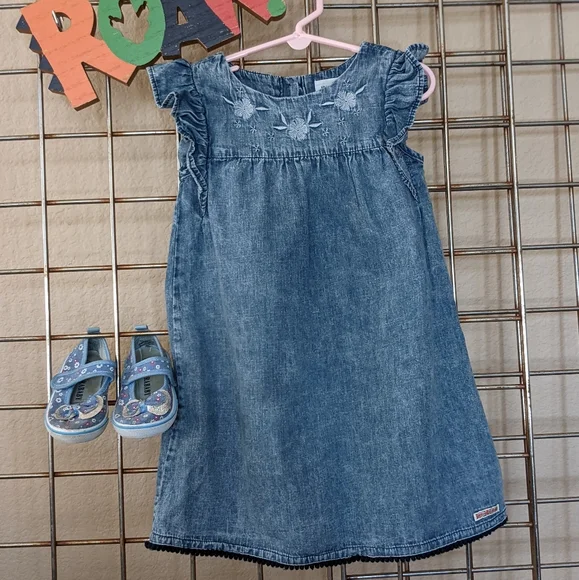 denim dress 4t ATOGUTA Denim Dress Girls Long Sleeve Cute Casual Shirt Dress Casual A-Line Summer Dress Size 4T-14, Blue